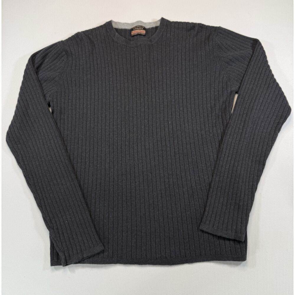 Marlboro Classics Ribbed Knit Sweater Mens M Gray Cotton Crewneck Vintage